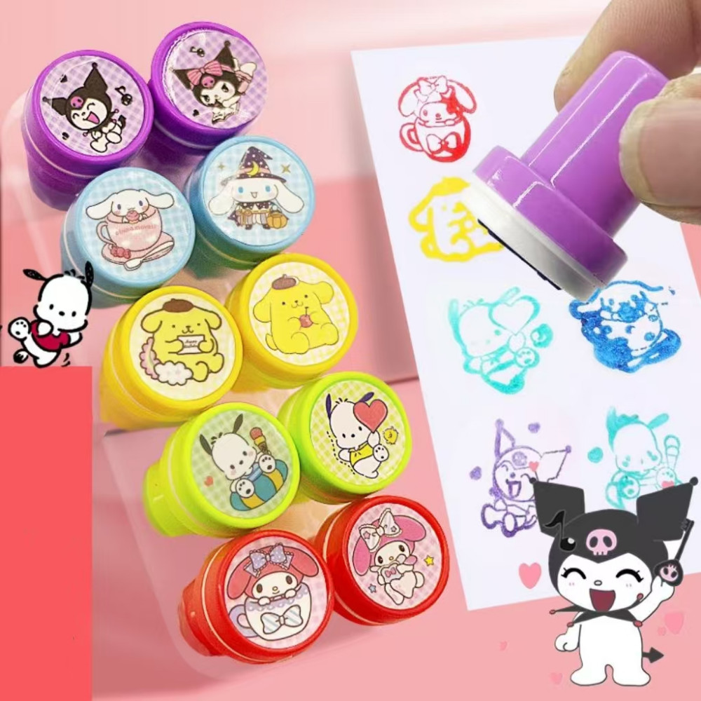 

10/20/30Pcs/Set Sanrio Hello Kitty Self-ink Stamps Cartoon Kuromi Melody Cinnamoroll Colorful Pattern Seal Toys Birthday Gifts