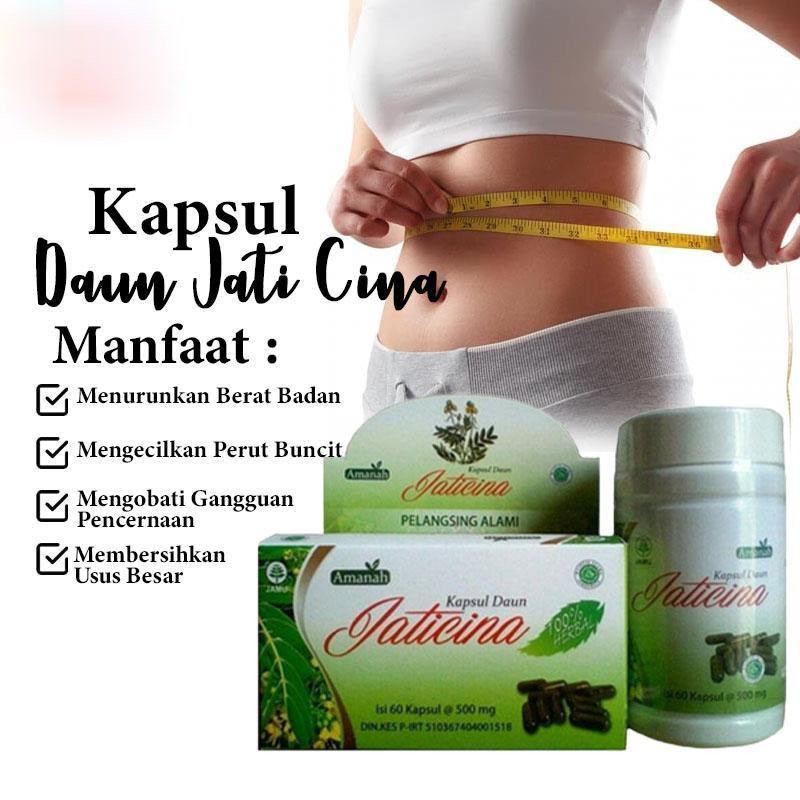 Kapsul Teh Daun Jati Cina Obat Pelangsing Badan bisa melancarkan BAB Isi 60 Kapsul