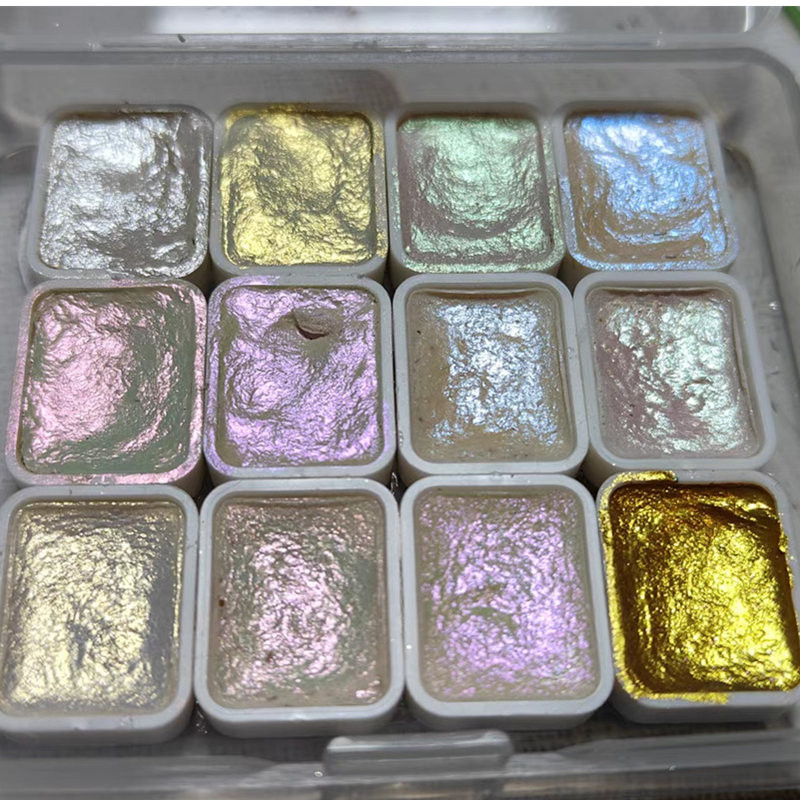 

12 Colors 1ml Pearlescent Watercolor Pigment Pearlescent Pigment Art Metallic Glitter Acuarela School Stationery Glitter