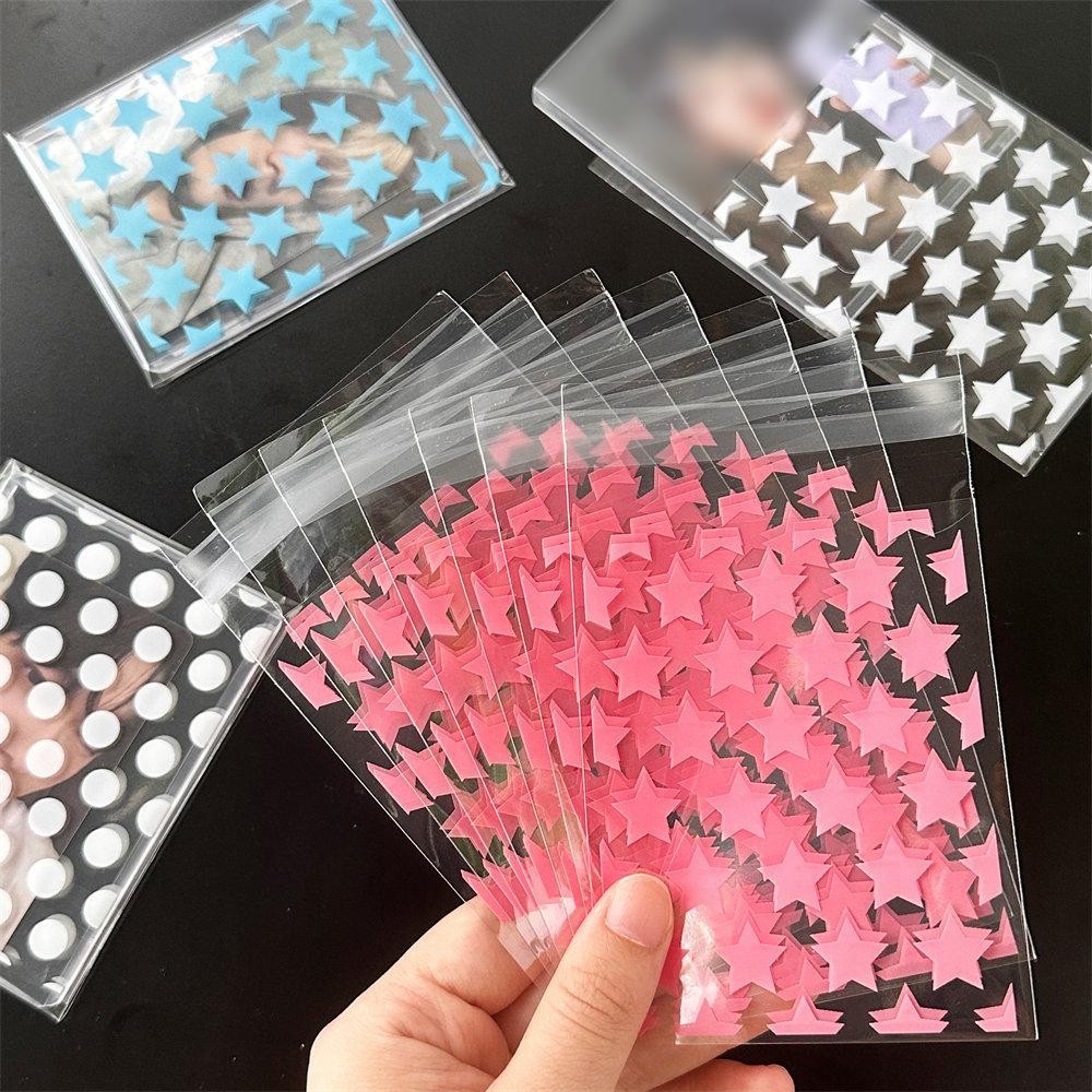 

100-10PCS Transparent PE Star Jewelry Self-adhesive Bag Candy Card Holder Photo Animation Peripheral Storage Christmas Gift Bag