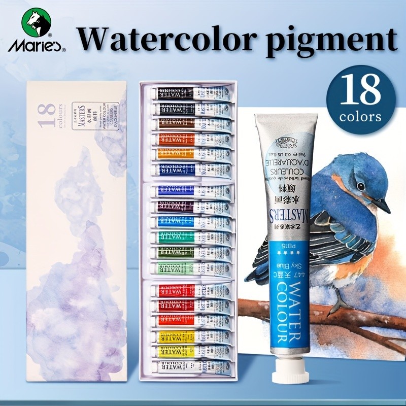 

18 Colors Marie's Artist Watercolor Set,9ml/0.3oz,Rich Pigment,Easy to Blend for Comic,illustration,Decoration,Artists,Adults