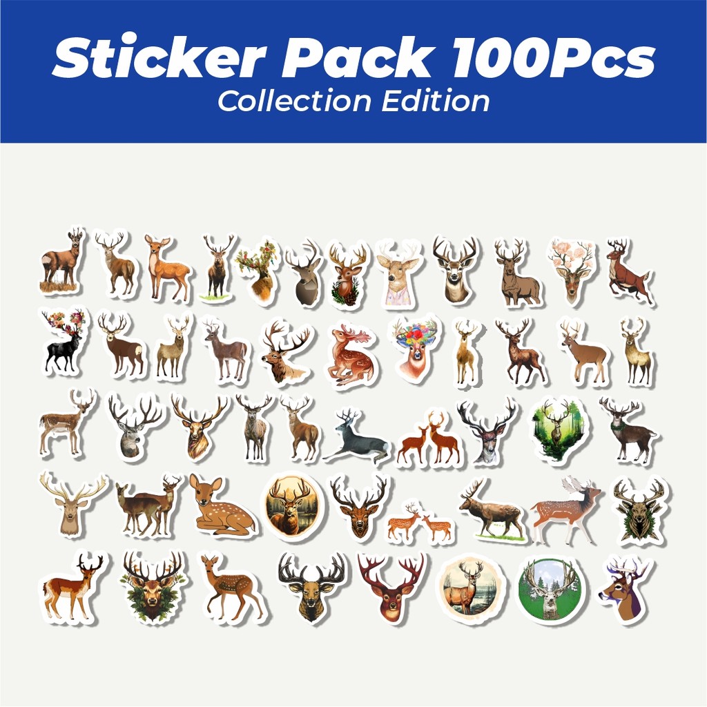 

Hot Stiker Cute Deer Series [Rusa] Lucu Anti Air Stikers Berperekat Waterproof Sticker Decal Buat Motor Helm Buku Journal Koper Casing HP Laptop Botol Minum