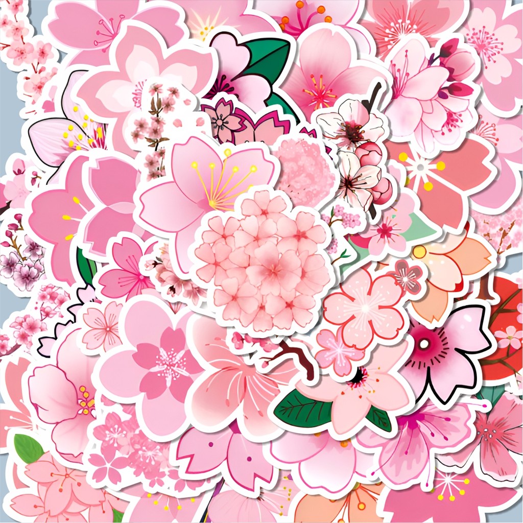 

100PCS Lucu Stiker Funny Cherry Sakura [Cherry Sakura yang lucu] Stiker Aesthetic Stiker Anti Air Stikers Berperekat Waterproof sticker decal buat Motor Helm Buku Journal Koper Casing HP Laptop Botol Minum Hadiah anak