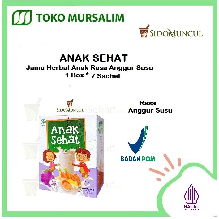 

Anak Sehat Jamu Herbal Anak Rasa Anggur Susu 1Box*7sachet