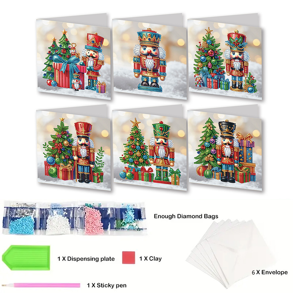 

6PCS DIY Rhinestone Diamond Art Mosaic Postcards Diamond Art Handmade Cards Creative Birthday & Thanksgiving Card Kit