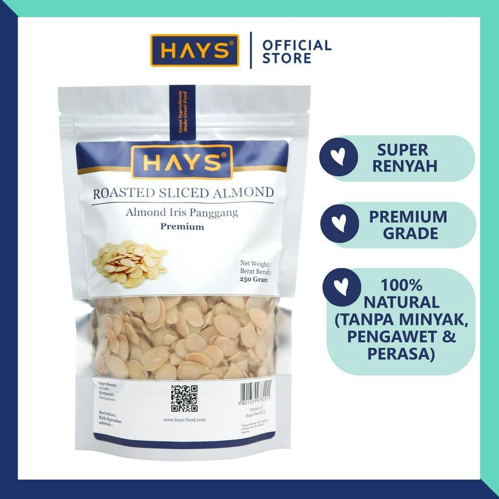

Almond Iris Panggang 250 GRAM / Roasted Sliced Almond 250 GRAM - HAYS