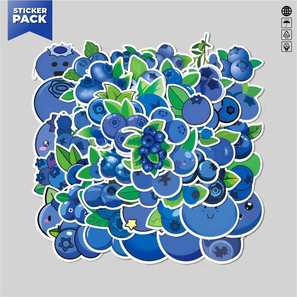 

[100PCS]Stiker Pack Stiker Cute Blueberry Aesthetic Vinyl Anti Air Dekorasi Sticker Laptop Buku Journal Koper Helm Casing HP Gitar Helm Skateboard