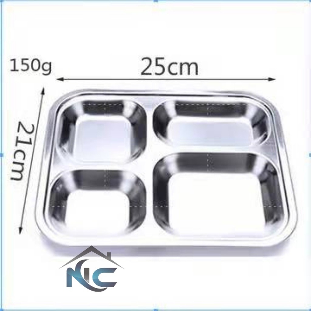 Piring stainless sekat 4 Piring makan
