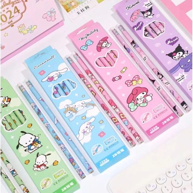 

Simply Happy Beauty - Pensil HB Sanrio Kuromi Cinnamoroll My Melody Pochacho dan Pensil Karakter Lucu