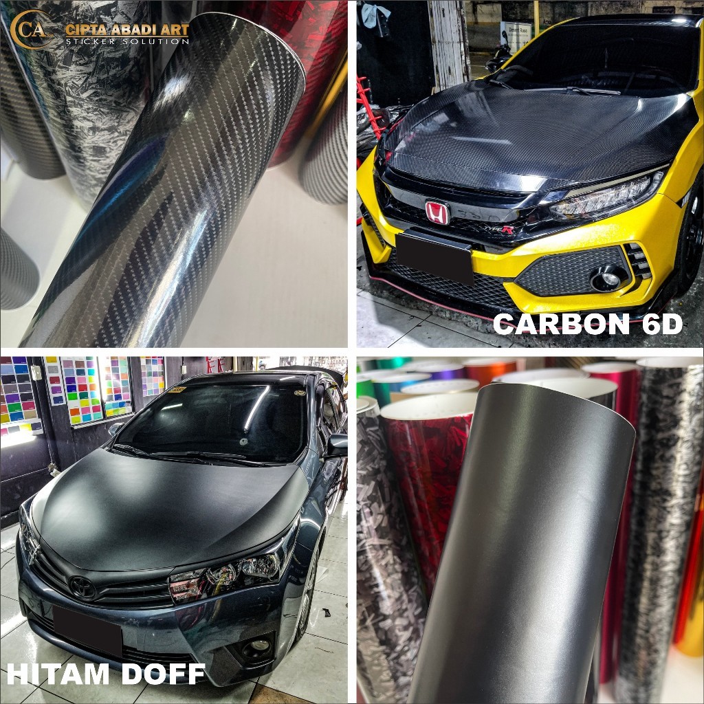 Stiker Skotlet Mobil Carbon 6D Glossy Sticker Carbon 3D Matte Hitam Doff Ukuran 150cm x 50cm Premium