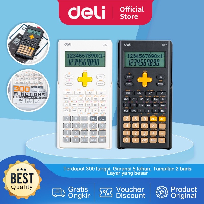 

Deli Scientific Calculator / Kalkulator Ilmiah 300 fungsi Garansi 5 Tahun E1720