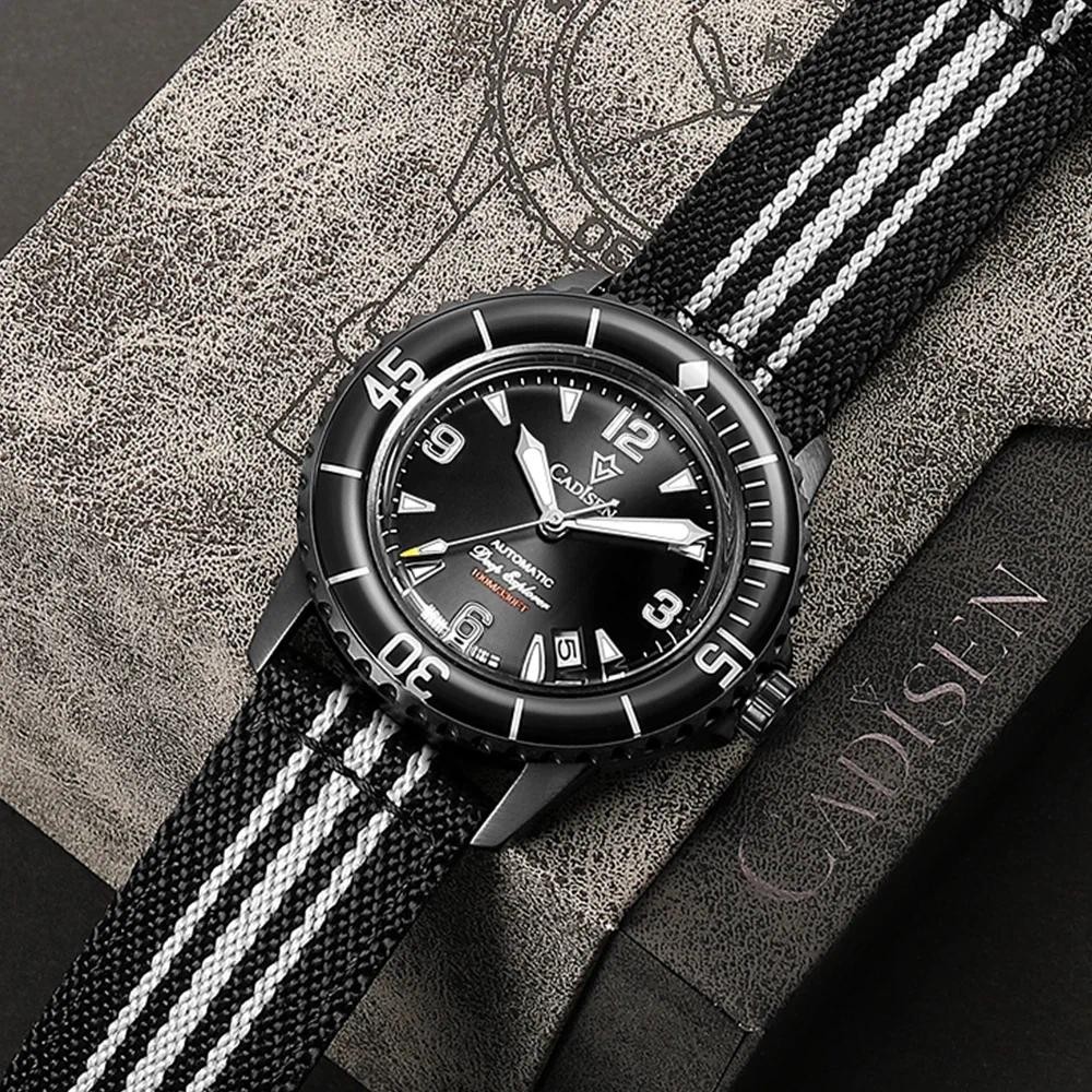 CADISEN Deep Explorer 2025 New Automatic Mechanical Watch Man Canvas Strap Wristwatch NH35 Luxury Lu