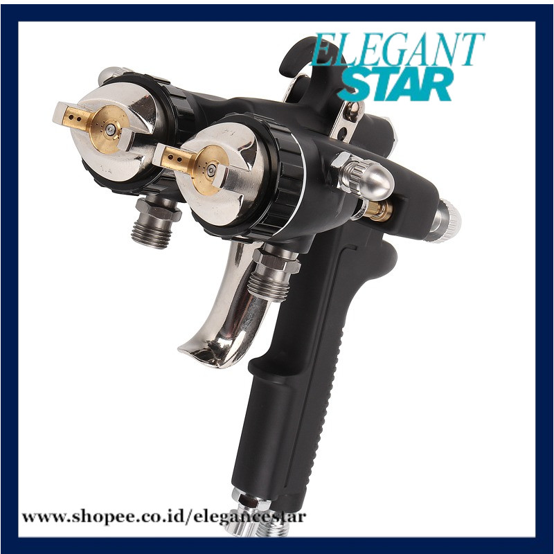 Double Nozzle chrome paint spray Gun Dual Head Sprayer