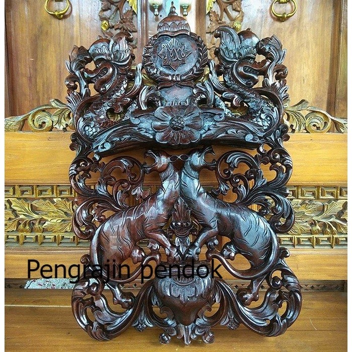 Blawong Keris Tombak Isi 3 Ukir Lambang Mangkunegaran Motif Naga Macan