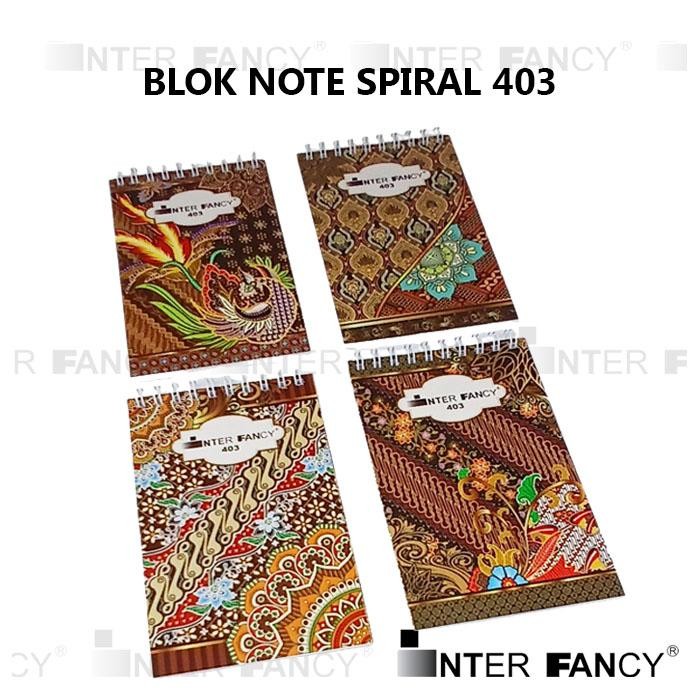 

Buku Block Note Notes Bloknote Notebook Sprial 403, dapat dimasukkan dalam saku atau dompet. Model BATIK, spiral memudahkan anda untuk membuka lembarannya. Ketebalan kertas memdai tinta tidak tembus, isi 50 lembar. Harga tercantum adalah 1 pak = 12 buku.