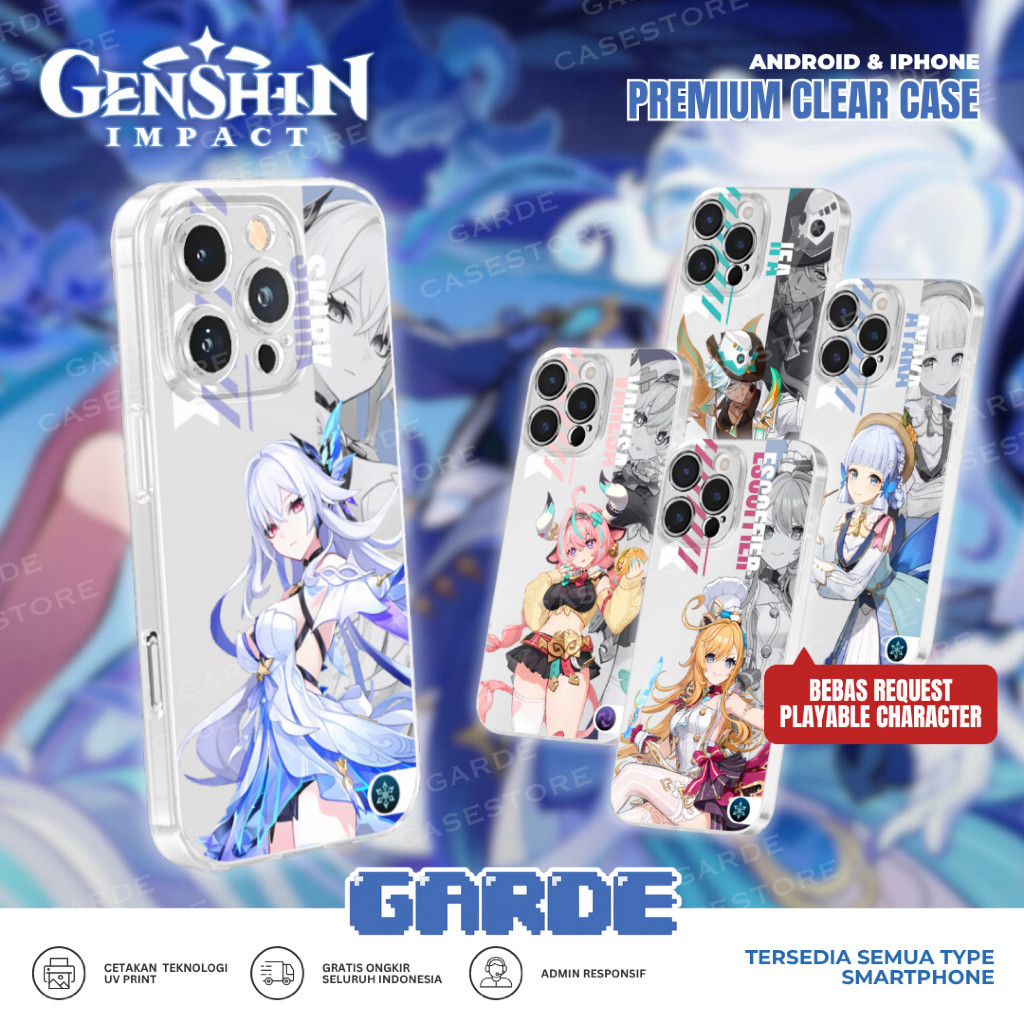 GENSHIN IMPACT GI AND HSR CHARACTER PREMIUM CLEAR CASE HIGH QUALITY CASING HP SAMSUNG XIAOMI POCO IN