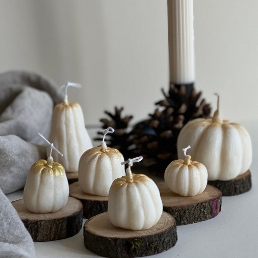 

3D Pumpkin Silicone Mold for Scented Candle Easy Demold Vegetable Shape Gypsum Making Halloween Resin Moulds Thanksgiving Gifts