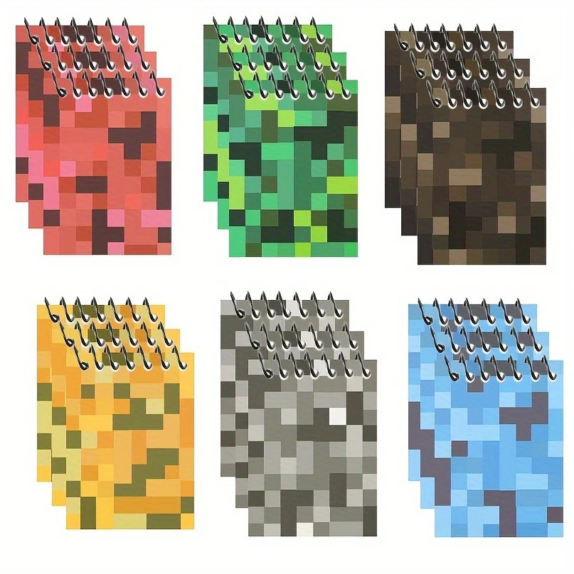 

6pcs Mini Pixel Notepads Journal Notebook Spiral Binding Notepad Gifts Notebooks Writing Pads Office School Supplies