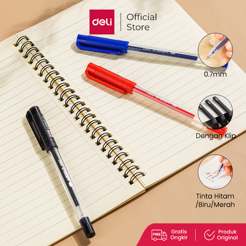 

Deli Gel Pen / Pulpen Gel 0.7mm Pena Dengan Klip 12 pcs Penulisan Halus EG83