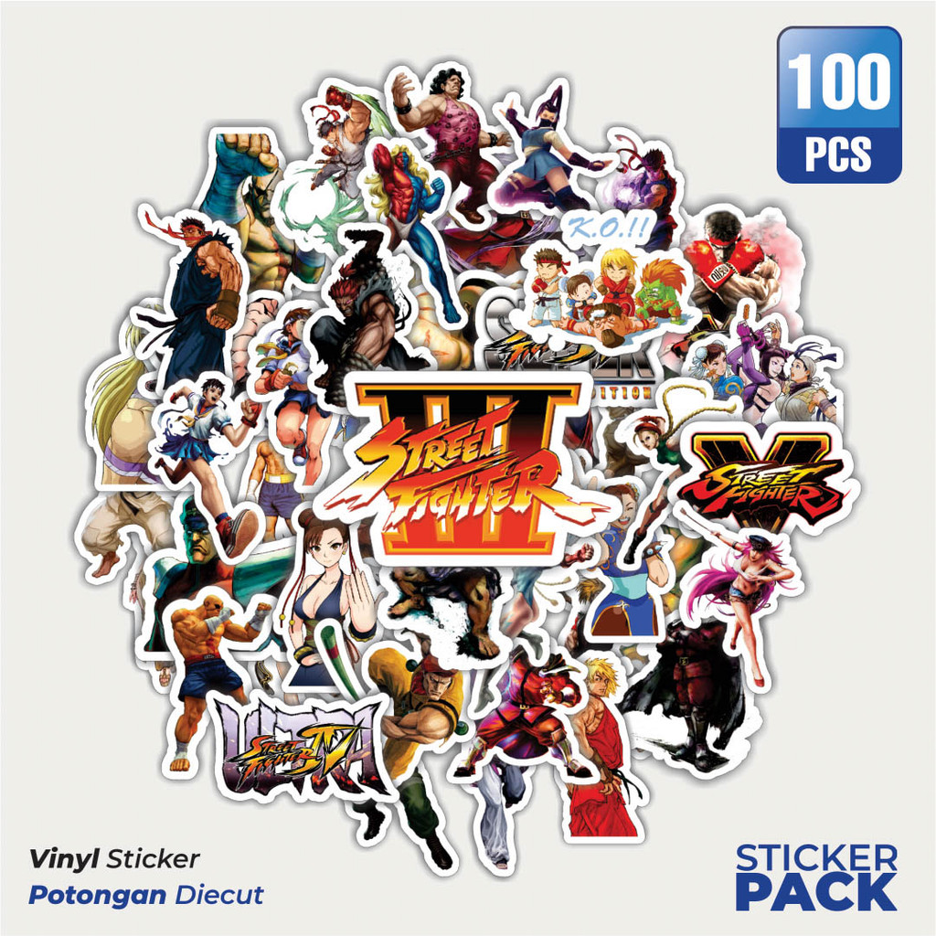 

Super Hemat! 100 PCS Stiker Video Game Series Street Fighter Character Mix 3 Waterproof Aesthetic- Untuk Laptop, Motor, dan Helm - Paper Stationery Pack