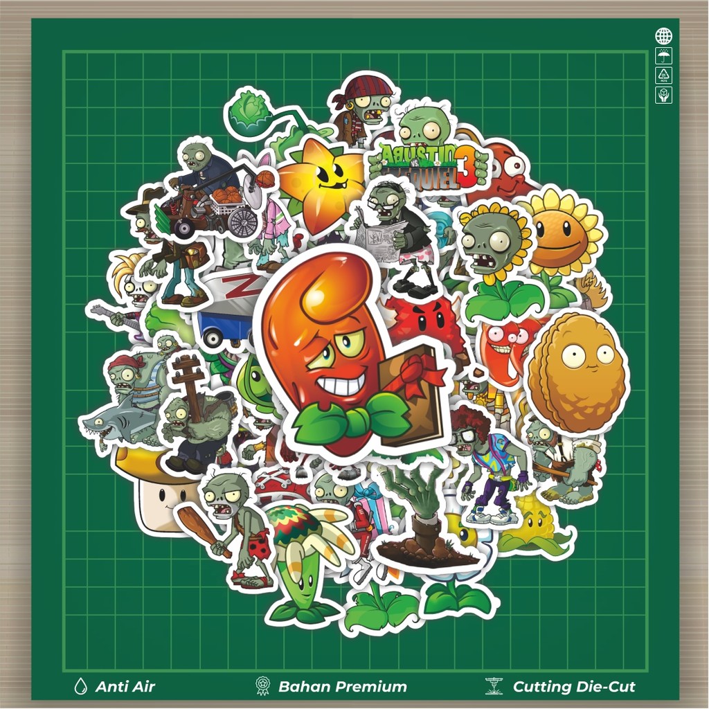 

HOT 50 PCS STIKER Stiker Game Series PLANT vs ZOMBIE Character Mix 9 Stiker Fashion Cars Decal Dingin Kartu Album Custom Vinyl Anti Air- Sticker Aesthetic Buku Journal Koper Casing HP Tablet Laptop Helm Motor Botol Minum