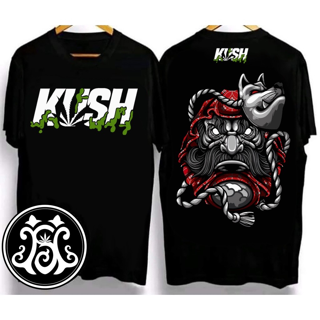 KAOS KUSH distro original 30s cotton combed Cetak Premium kaos pria unisex T SHIRT HITAM  ERIGO A3
