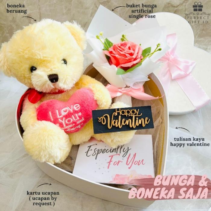

Lecy.store2 Kado Ulang Tahun / Kado Anniversary/ Kado Valentine / Hampers Ultah - Bunga&Boneka Sj, Happy Birthday