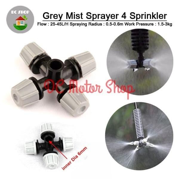 Grey Mist Sprayer 4 Way /Cross Atomizing Sprinkler Nozzle Head Garden - Grey Mist Sprayer 4 Way