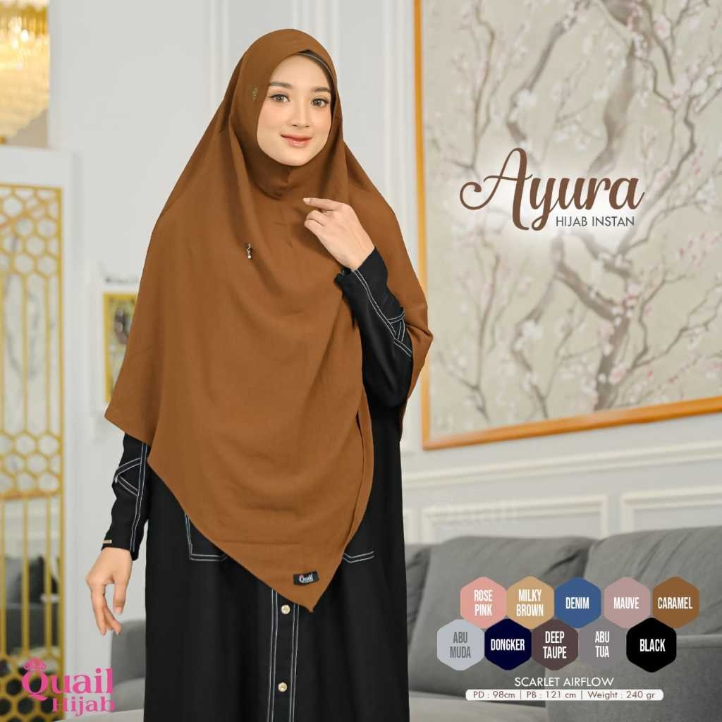 Ayura Hijab Instan Orignal Quail Hijab Khimar Jumbo Original Quail Hijab Scarlet Airflow Ayura Quail