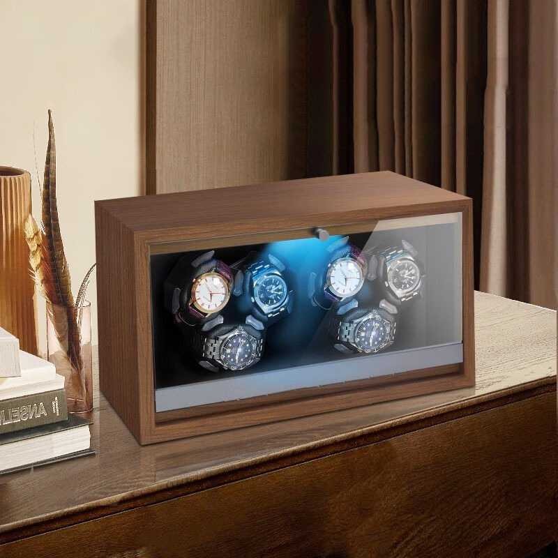 DONGYEMO Kotak Jam Tangan Putar Otomatis Watch Winder LED 6 Slot - SKW168 - JM