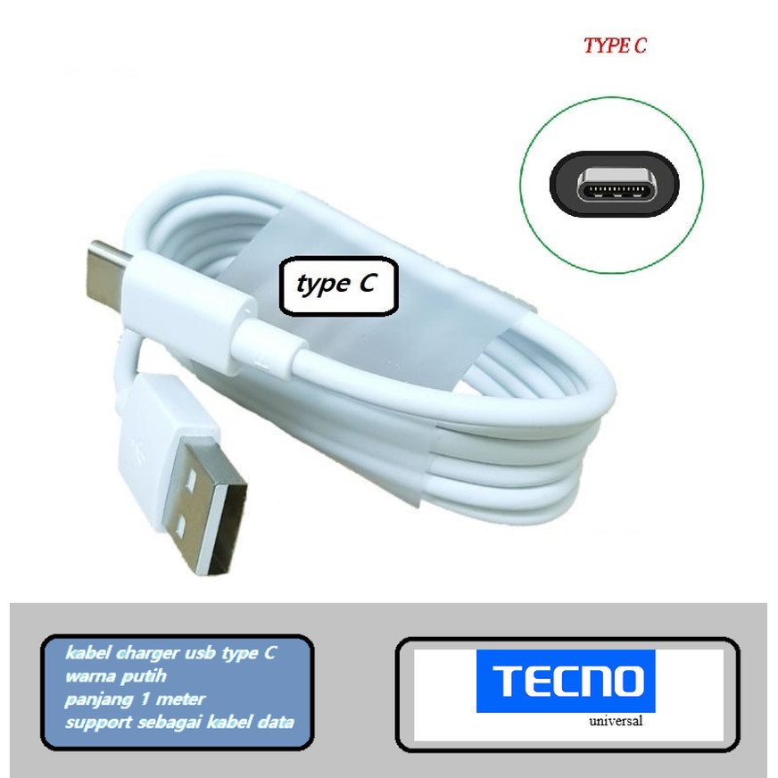 Usb type C  kabel charger tecno phantom x  (AC8) - phantom  x2 (AD8) - phantom x2 pro (AD9)