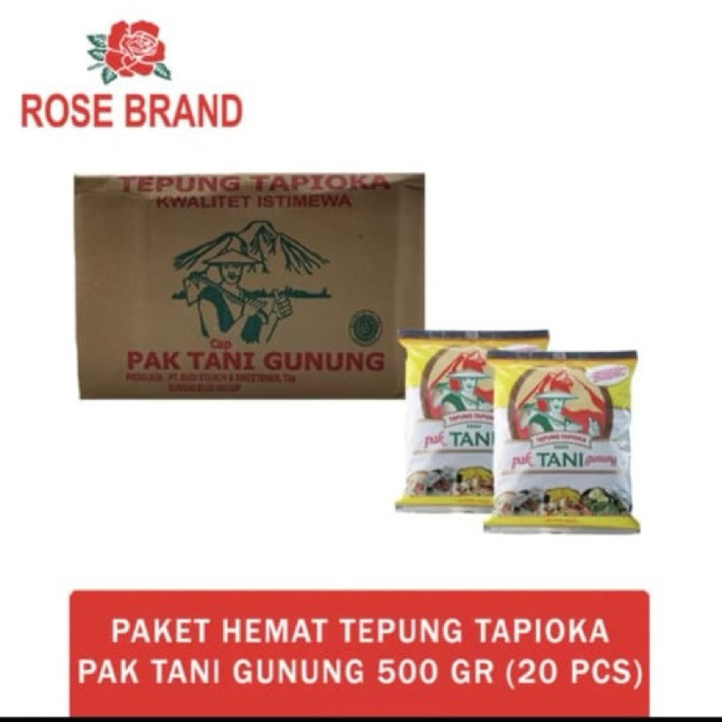 

Tepung Tapioka Cap Pak Tani Gunung 500 gram 1 Dus Karton 20 pcs x 500g / Tpung Sagu Tapioka Petani Kuning 10kg 10 kg perdus / tani kuning dus karton