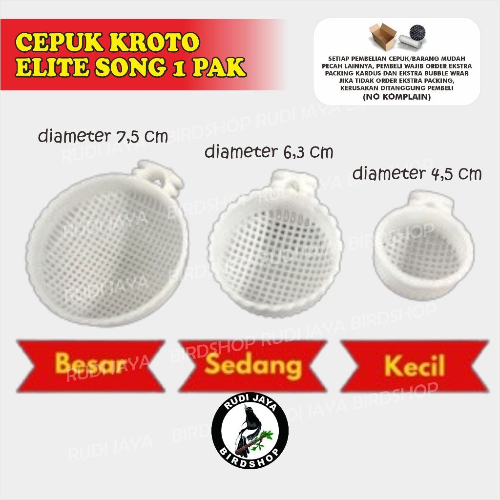 SEDIA CEPUK KROTO PLASTIK ELITE SONG 1 PAK WADAH TEMPAT KROTO PAKAN MAKANAN BURUNG MURAI KACER PLECI