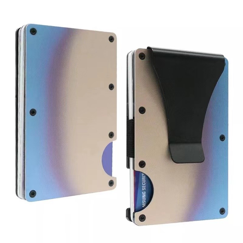 

RFID Clip Metal Wallet Blocking Aluminum Minimalist Credit Card Holder Money Wallets 2024 All Color Slim Business Bank Id Case