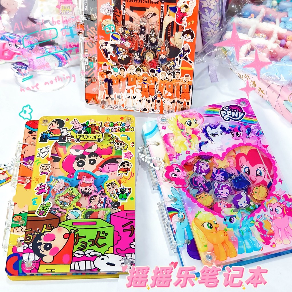 

Cartoon Sanrio Anime Originality Acrylic Patch Shake Loose-Leaf Notebooks A7 Notebook Diy Cute Notebook Gifts For Children