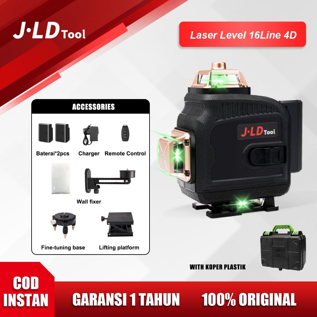 JLD Laser Alat Tukang Bangunan laser level 4d 16 line komplit Laser waterpas bangunan Water pas lase