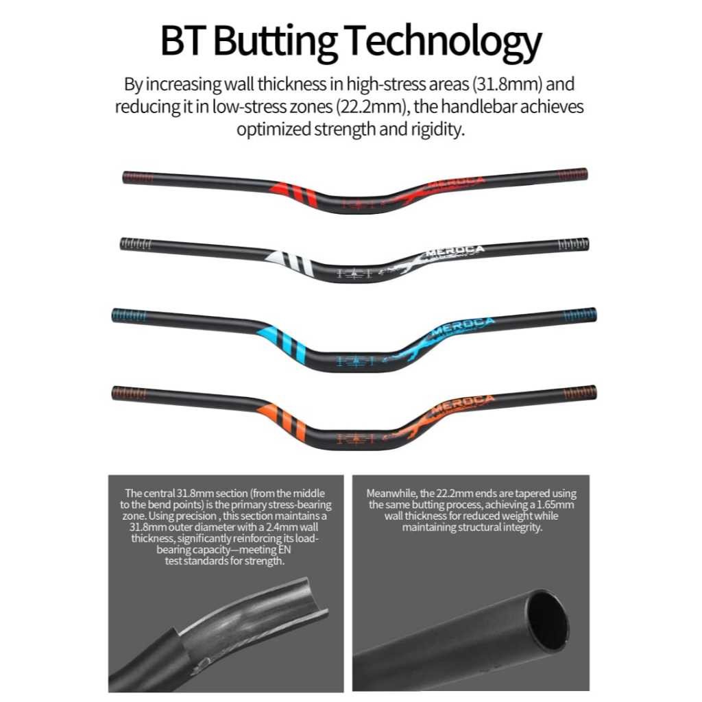 Meroca Stang Handlebar Sepeda High tinggi Rise 30mm 55mm 31.8 x 720 780 mm Alloy Original Riser Bar 