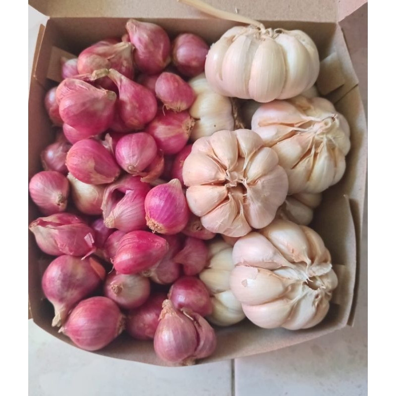 

BAWANG MERAH CAMPUR BAWANG PUTIH 1 KG,KUALITAS BAGUS,KERING, MURAH