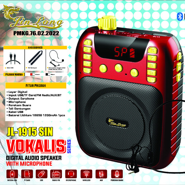 SPEAKER JINLONG JL-1915 SIN VOKALIS | Speaker Jinlong With Microphone JL-1915 Sin Vokalis