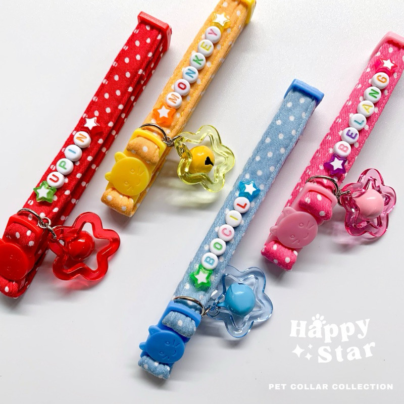 

Kalung Kucing Anjing Custom Nama Happy Star - Premium Pet Collar - Kalung Kucing Custom Nama