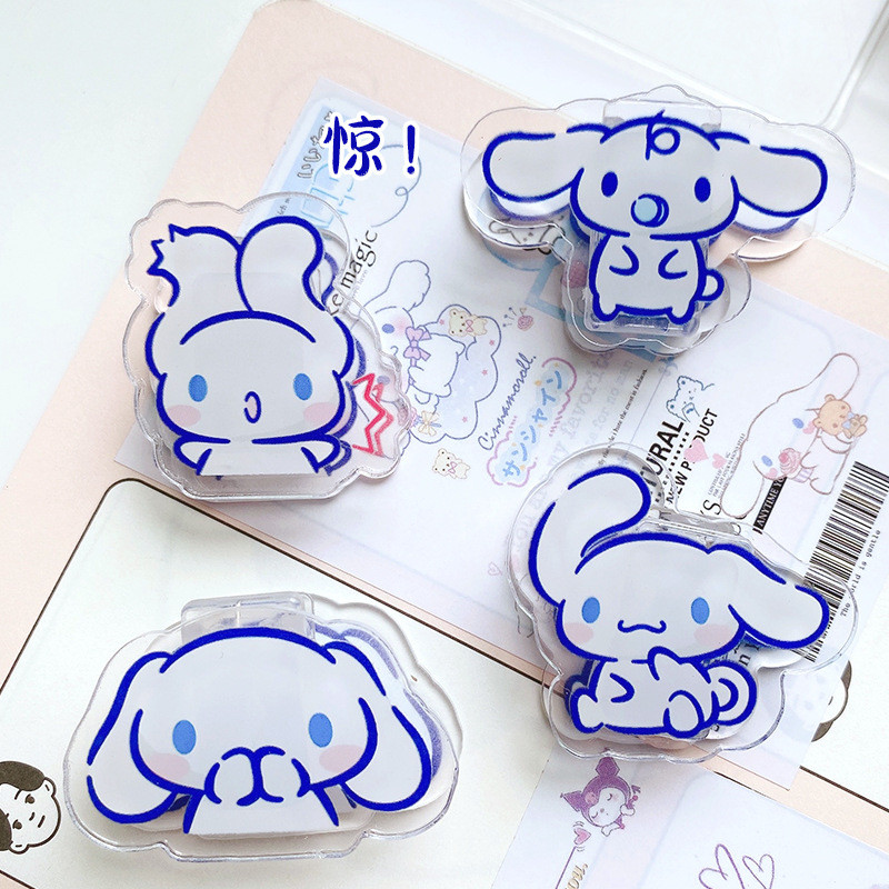 

Cartoon Acrylic Pp Clip Creative Cute Stationery Sticky Notes Clip Cinnamoroll Books Portable Storage Clip