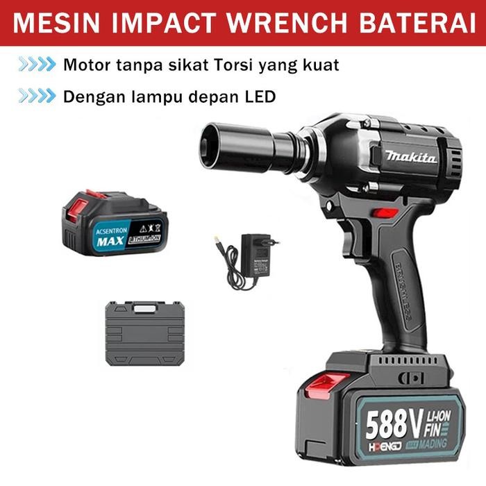 MAKITA 1090V Impact Wrench Mesin Bor Cordless Pembuka Baut Baterai - 588V