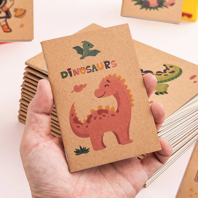 

10 Pcs Random A Pattern Cute Mini Retro Kraft Notebooks 16 Sheets Space Cartoon Fruit Cat Dinosaur Pocket Journals School Supply