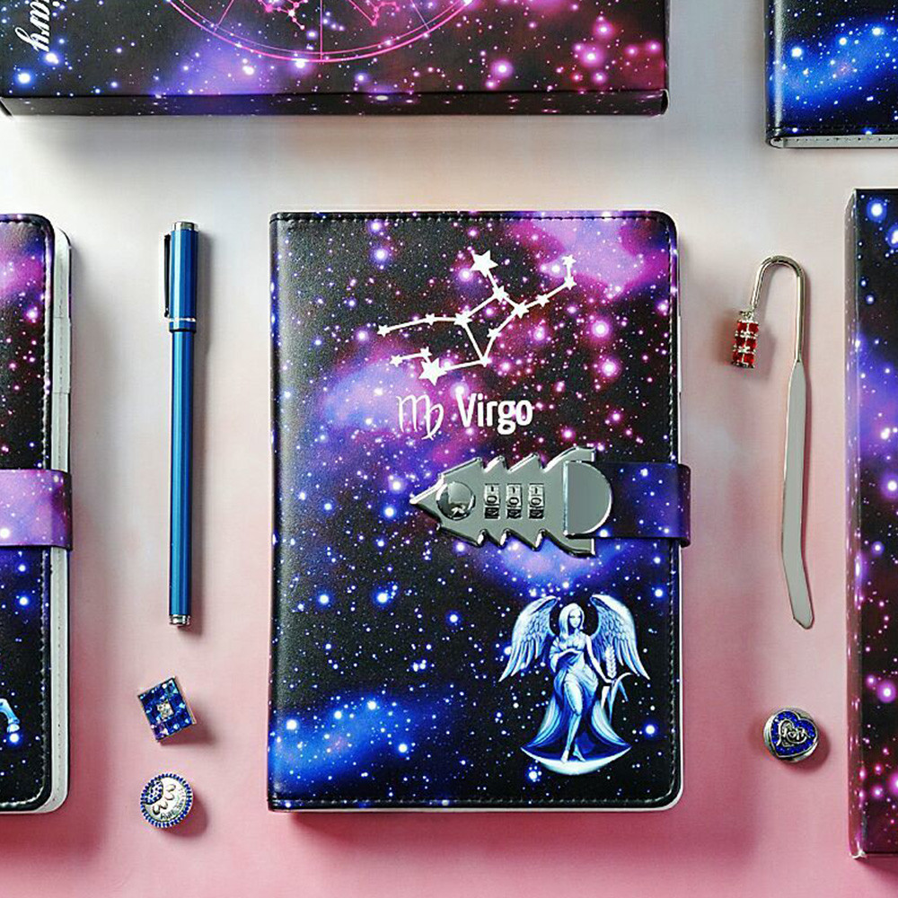 

A5 Journal Diary Twelve Constellations Notebook With Lock Agenda Planner Organizer Notepad Kawaii Handbook Birthday Gift Newest