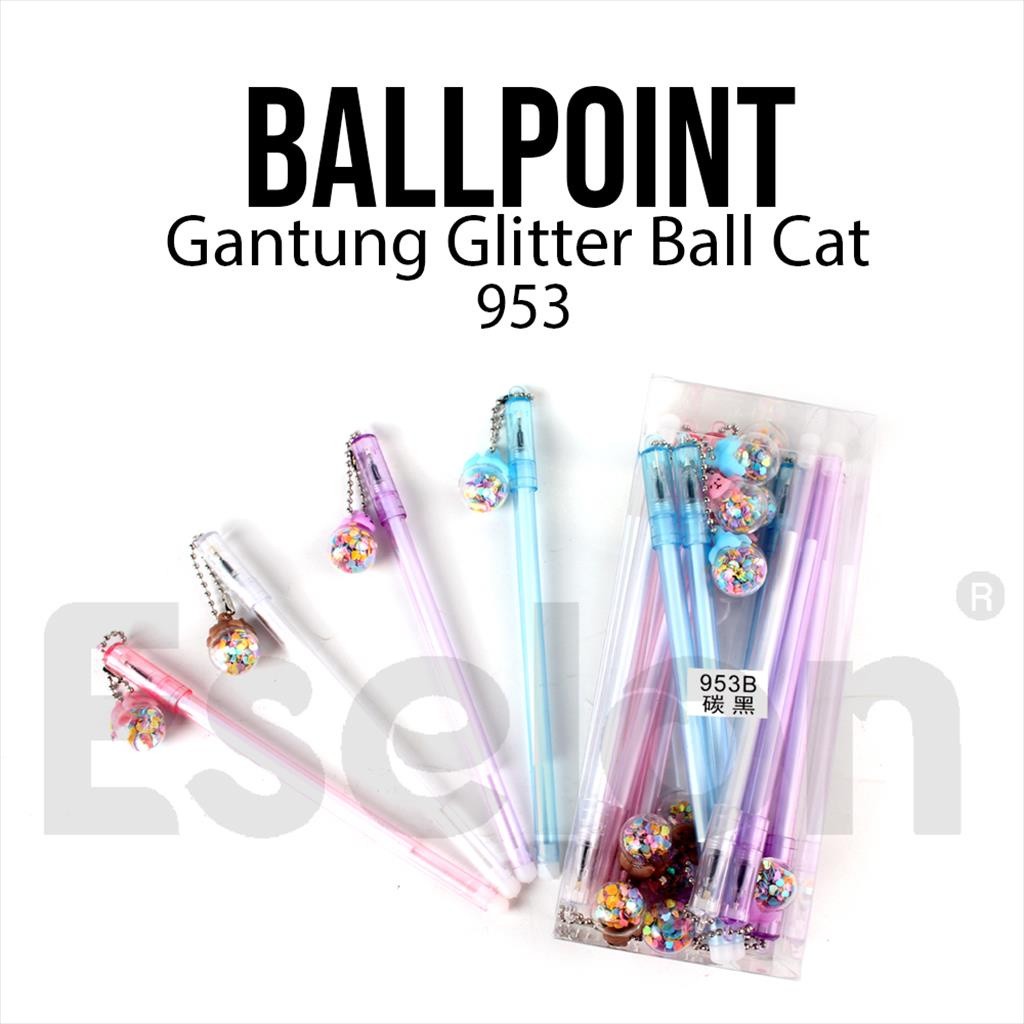 

♚12pcs Pulpen Gel Glitter Ball Cat 953 / 1pack Pulpen Fancy♚