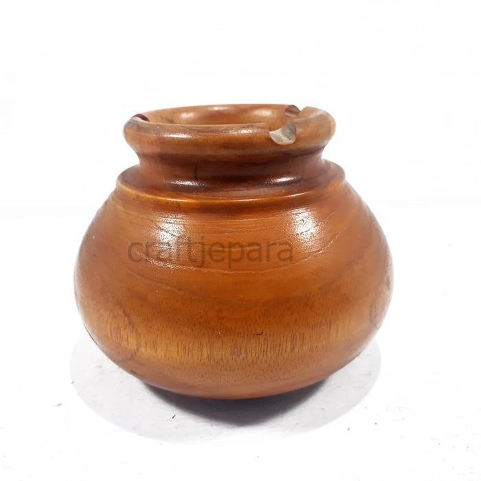Asbak Rokok Bentuk Gentong Antik Kayu Jati CJ3475