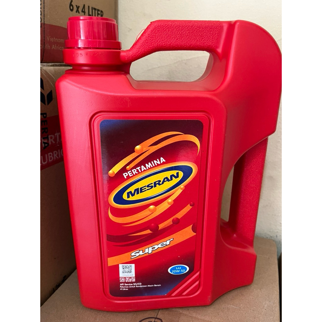 NURYANTO.SHOP OLI PERTAMINA MESRAN SUPER 4 LITER SAE 20W-50 PELUMAS OIL MESIN MOBIL BENSIN AVANZA XE