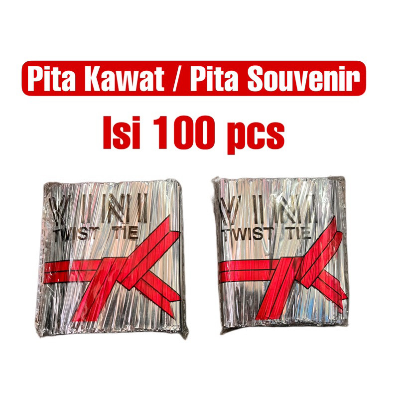 

Pita Kawat / Pita Souvenir / Pita Pengikat Plastik Opp Kaca isi 100pcs