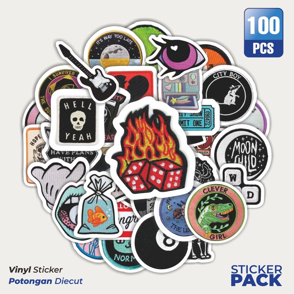 

Super Hemat! 100 PCS Stiker Patch V2 Waterproof Aesthetic- Untuk Laptop, Motor, dan Helm - Paper Stationery Pack