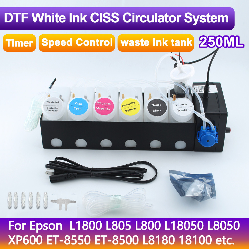 ET8550 L18050 250ML DTF White Ink Circulation CISS System with waste tank For Epson L18050 ET8500 L8